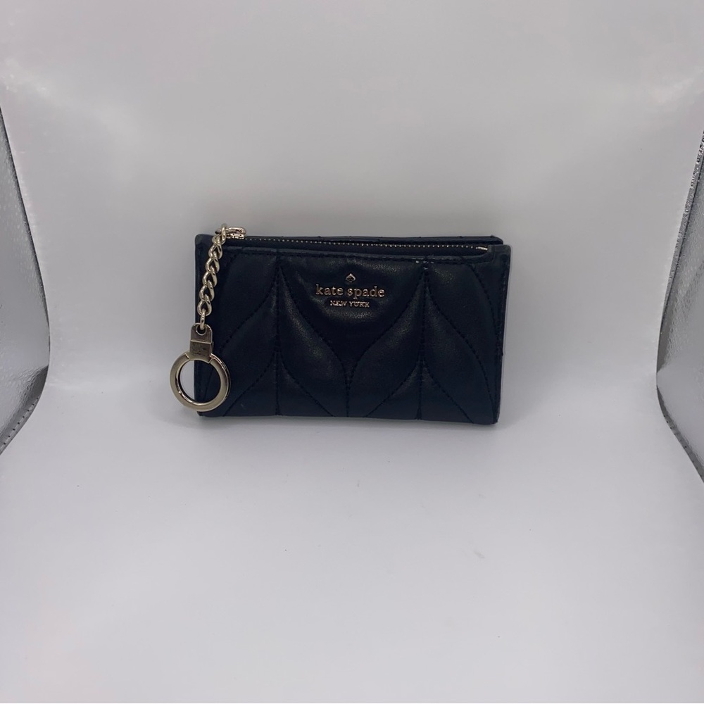 KATE SPADE NEW YORK Briar Lane Quilted Black Wallet Keychain /Coin Purse/ID - Picture 2 of 9